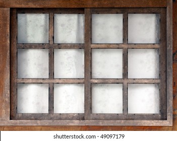 old wooden window with white background