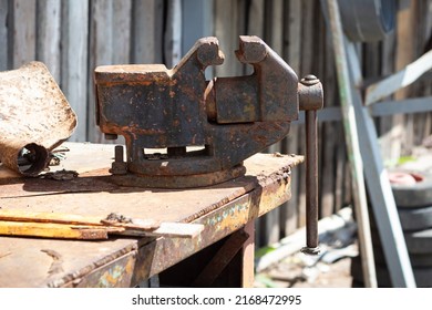 Old Work Vise. Old Tools. Locksmith Business.