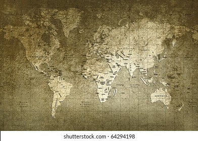 Old World Map With Great Texture And Amazing Colors