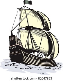 Illustration Sailing Ships 17th Century Vector Stock Vector (Royalty ...