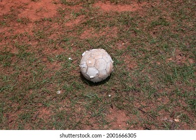 Old Worn Ball In Park In Lexington, SC, USA