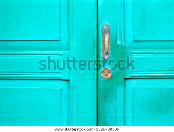 Old Worn Emerald Green Door Lock Stock Photo Edit Now