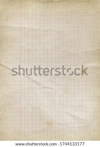 Old worn lined paper sheet texture background.