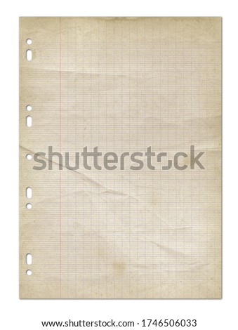 Old worn lined paper sheet texture background.