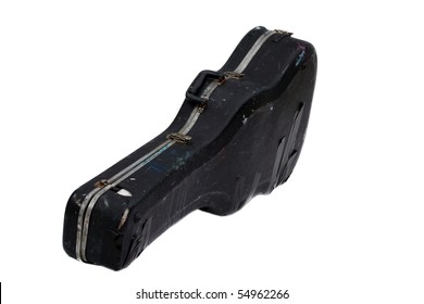 Old Worn Out Guitar Case Isolated On White