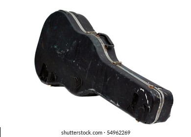 Old Worn Out Guitar Case Isolated On White