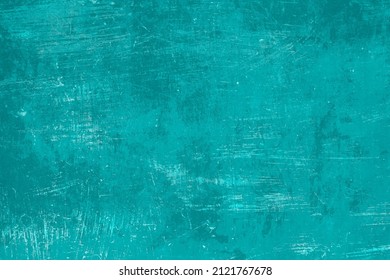 Old Worn Out Turquoise Colored Metal Sheet Background, Grunge Texture 