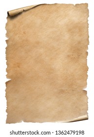 Old worn paper sheet isolated on white
