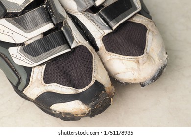 Old Worn-out Mountain Bike Shoes.