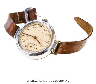 Old wristwatch with leather strap