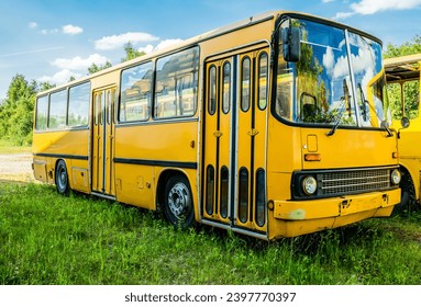 Old yellow bus from the Eastern Bloc