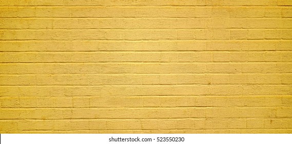 Old Yellow Grunge Brickwall Texture. Vintage Brick Wall With Shabby Faded  Background. Distressed Stonewall Wallpaper. Peeled Rough Decayed Brick Wall Textured Background. Abstract Web Banner