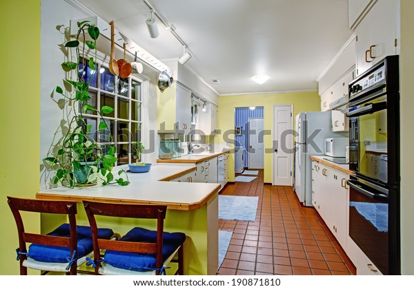 Old Yellow Kitchen Room Tile Floor Stock Photo Edit Now 190871810