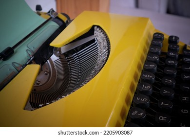 Old Yellow Typewriter Closeup, Classic Writing 