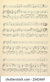 Old Yellowed Sheet Music For Piano And Vocals, No Lyrics