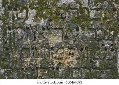 Old Yiddish Writing On A Tombstone In The Forest