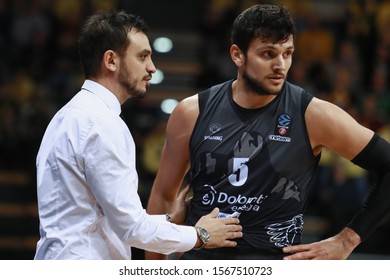 Oldenburg, Germany, November 20, 2019: Nicola Brienza And Alessandro Gentile During A Eurocup Match At The Kleine EWE Arena.