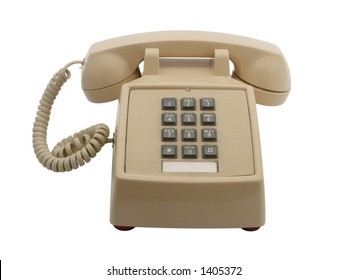 older 80's phone front view isolated white - Shutterstock ID 1405372