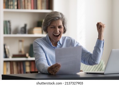 Older Business Woman Sit Desk Holds Stock Photo 2137327903 | Shutterstock