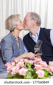 Older Couple Celebrating Valentines Day Or Wedding Anniversary