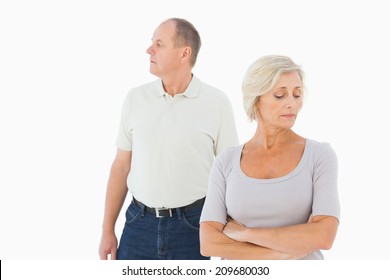 Older Couple Having An Argument On White Background