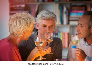 Older Friends Tasting White Wine