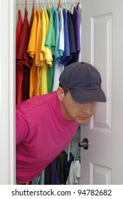 Older Gay Man Coming Out Of The Closet.