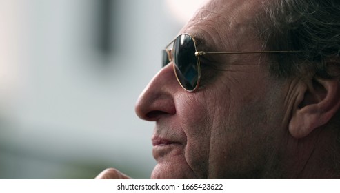 
Older Man Face Wearing Sunglasses Looking Cool