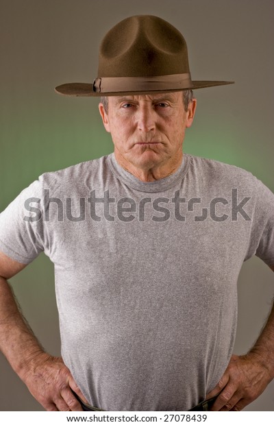 Older man posed as drill\
instructor.