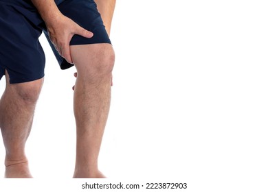 Older men or women or young adults suffer from joint pain, arthritis and tendon problems. myositis injury from exercise Pain from gout and uric acid isolated on a white background