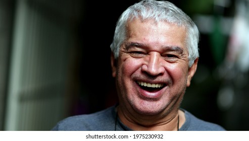 Older Senior Man Smiling And Laughing At Camera, Real Life Casual Person