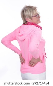 Older Woman With Back Pain Isolated