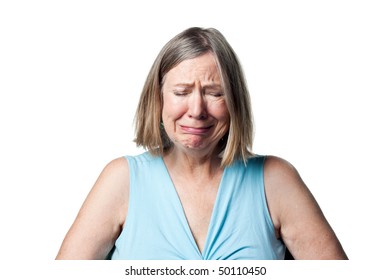 Older Woman Crying, Shedding Tears And Generally Upset