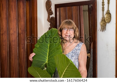 Similar – Image, Stock Photo Woman’s head over plant