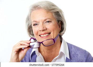 Older Woman Glasses Isolated On White Stock Photo 177395264 | Shutterstock