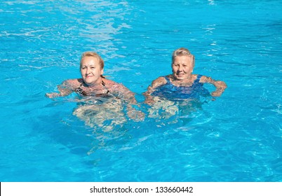 Older Women Are Swimming In The Pool