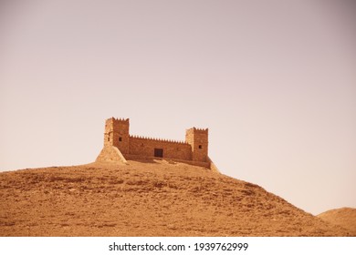 Oldest Arabian Fort At The Top Of Rocky Mountain In Riyadh Region