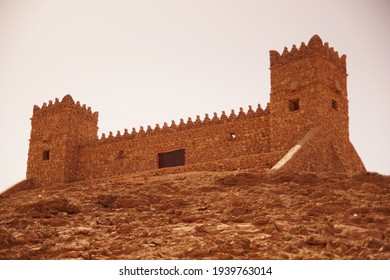 Oldest Arabian Fort At The Top Of Rocky Mountain In Riyadh Region