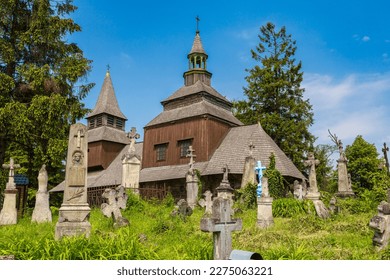The oldest wooden church in Ukraine  Ivano  Frankivsk Region in beautiful summer day  Ukraine