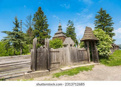 The oldest wooden church in Ukraine  Ivano  Frankivsk Region in beautiful summer day  Ukraine