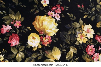 old-fashioned floral peonies on black background
