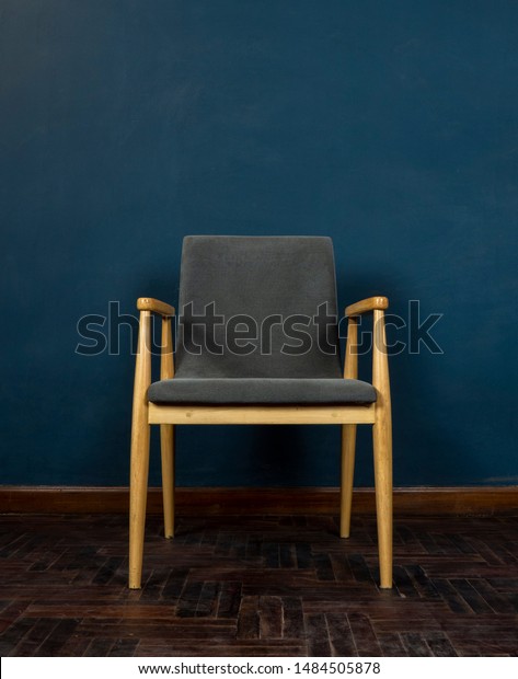 Oldfashioned Grey Wooden Armchair On Dark Stock Photo Edit