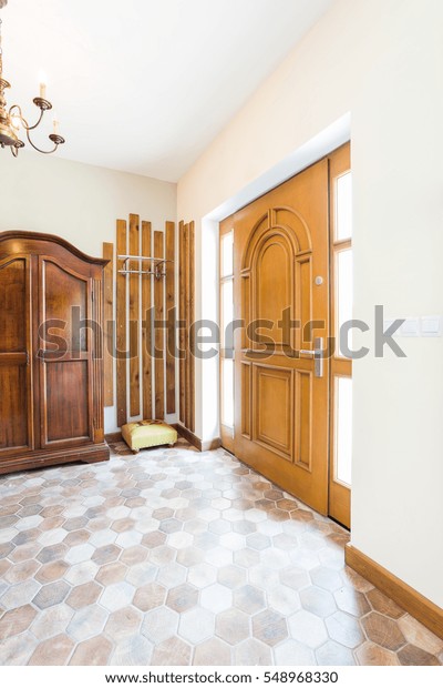 Oldfashioned Hall Big Wooden Door Elegant Stock Photo Edit Now