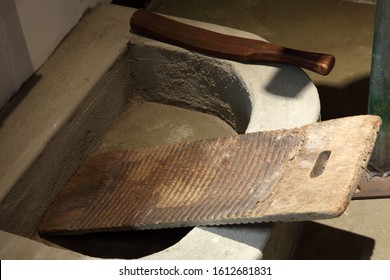 Old-fashioned Laundry Tool (washboard And Bat)