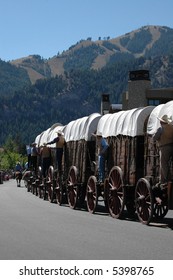 An Old-fashioned Stagecoach Is Driven Through Town During Pioneer Days In Sun Valley, Idaho.