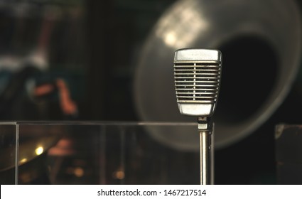 Old-fashioned Vintage-style Microphones, The 50s Era,used In Celebrations At Festivals