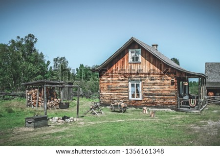 Old-fashioned way of living. Canadian rural house from old times.