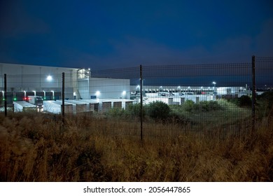 OLDHAM, UK - OCTOBER 12, 2012: A Lorry Depot For A Supermarket Near The M62 At Junction 21 In The Early Morning, Manchester, UK