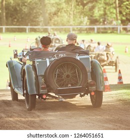 Oldtimer Car Race In Early Summer On A Grass Track