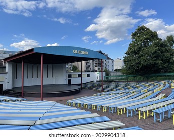 OLESNO, POLAND - Aug 11, 2021: An Empty Concert Venue In Olesno, Poland